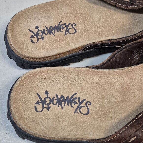 Journeys Men's 13 Tan and Brown Leather Flip-Flops - NWOT - Picture 3 of 6